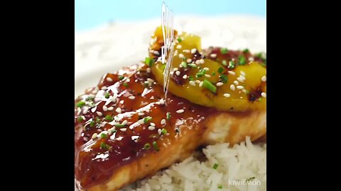 Teriyaki salmon with pineapple