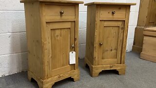 Pair Antique Pine Bedside Cupboards Drawer And Door (W4109B) @PinefindersCoUk