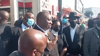 President Ramaphosa talking to media in KZN