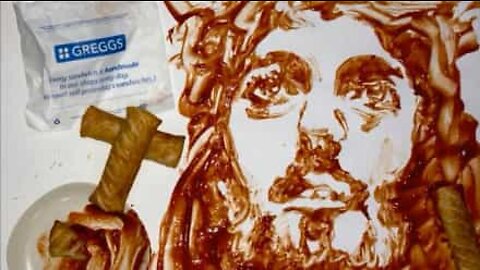 Retrato de Jesus Cristo é feito com rolo de salsicha