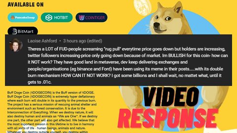 Buff Doge Coin @buffdogecoin video response to comment