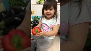 Cute baby girl knows the colour of her veggies- cuteness overload