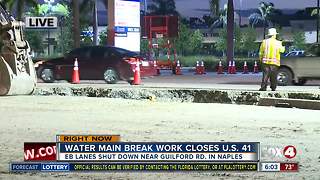 Water line break causes hole in U.S. 41 in Naples - 6am live report