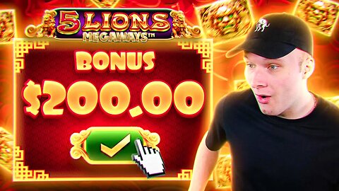 I ACCIDENTALLY SPUN IN A MASSIVE BONUS ON 5 LIONS MEGAWAYS!