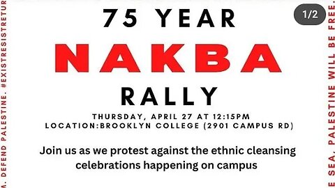 75 Year #Nakba75 #Nakba Rally outside Brooklyn College/Brooklyn College For Palestine/Wol Palestine