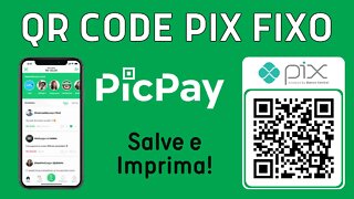 QR Code Pix do PicPay, para salvar e imprimir! Valor zerado para o cliente digitar!