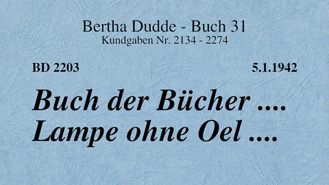 BD 2203 - BUCH DER BÜCHER .... LAMPE OHNE OEL ....