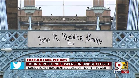 Roebling suspension bridge closed after pieces fall from north tower