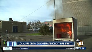 San Diego firefighters, Burn Institute demonstrate holiday fire safety