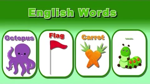 English Words - English Words for Kids - English Words For Kindergarten - A For Apple - B For Ball