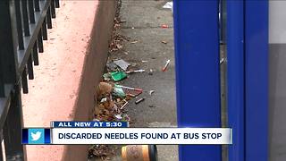 Discarded needles found at downtown bus stop