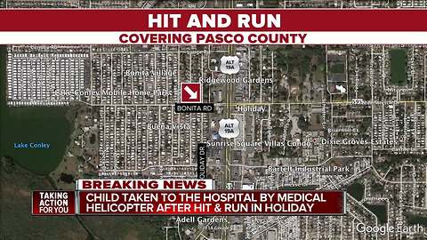 Child airlifted to hospital after hit-and-run in Pasco County, FHP investigating