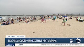 Beaches crowded amid excessive heat warning