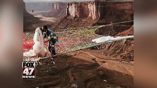 Couple gets married on makeshift spider web