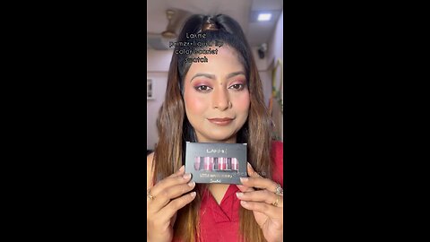 Lakmé primer + liquid lip colour swatch all colours #scarlet #lakme #lipstickswatch #beautopia