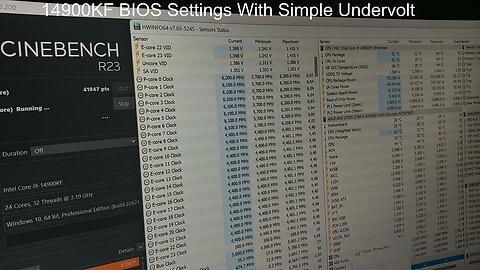 14900KF BIOS Settings With Simple Undervolt Overclock Up To 6200Mhz @335W 95℃ In Cinebench CPU-Z