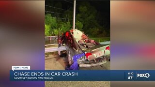 Chase ends in car crash in Estero