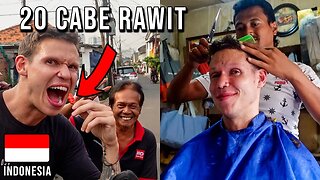 I Ate 20 Chili Peppers for a FREE Haircut in Jakarta, Indonesia 🇮🇩