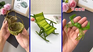 15 Interesting Crafts With Grass And Leaves| rocking chair | Mask | Crab
