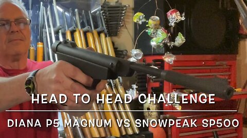 Head to head challenge: RWS Diana P5 magnum vs Snowpeak SP500 .177 break barrel pellet pistols!