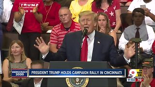 President Trump blasts Democrats during rally in Downtown Cincinnati