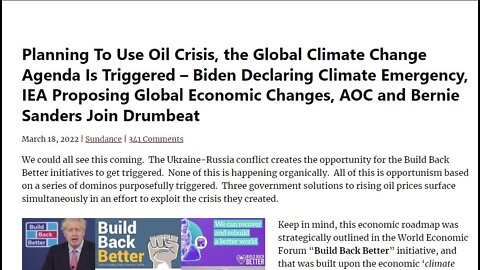 Ukraine / Russia Covering For Biden Declaring "Climate Change Emergency" and Destroying the Economy