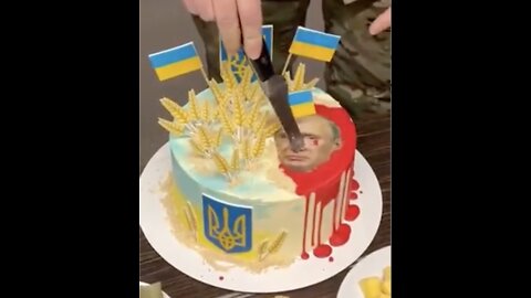 Ukrainian "Bloody Pastor" Turchinov Celebrates Birthday By Poking Knife At Cake With Putin's Face