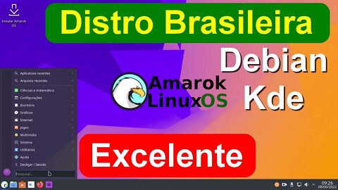 Amarok Linux 3.4.1 KDE base Debian. Distro Brasileira muito leve, estável, rápida e muito bonita.