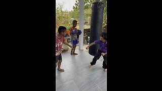 Hang a punching bag, get kids coming over to play fight randomly. This is Thailand!