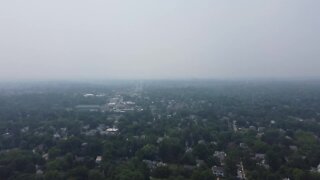 Wildfire haze footage in Baltimore