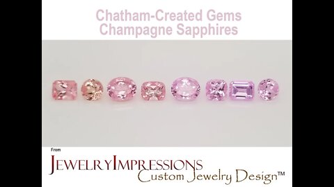 Chatham Champagne Sapphires: Lab-grown champagne sapphires.