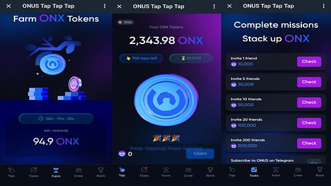 ONUS Tap Tap Tap | ONX Tokens | New Telegram Bot Mining | ONUS Exchange 2024