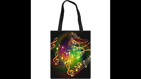 HUGS IDEA Piano Music Notes Linen Tote Bag Fashion Shoulder Bag for Women Girl