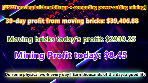 【USDT | Moving Bricks | Arbitrage】Today's profit of moving bricks: $2939.25