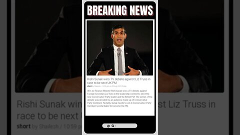 Sensational News: Rishi Sunak wins TV debate against Liz Truss in race to be next UK PM #shorts