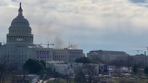 Fumaça foi vista subindo atrás do edifício do Capitólio e o ensaio de inauguração foi evacuado