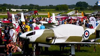 18 P-51 Mustangs Fly In Airshow Performance - Tribute to Bud Anderson (WWII Ace) Oshkosh 2019