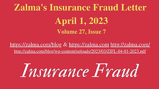 Zalma's Insurance Fraud Letter - April 1, 2023