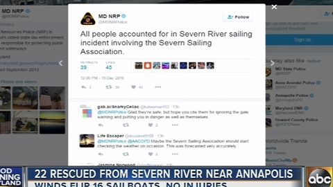 22 rescued from Severn River near Annapolis