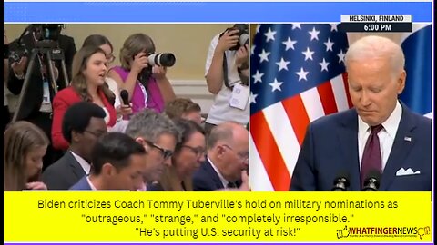 Biden criticizes Coach Tommy Tuberville's hold on military nominations as "outrageous," "strange,"