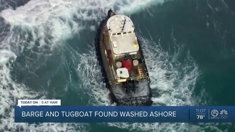 Beach closed between Deerfield Beach and Boca Raton after barge and tug boat wash ashore