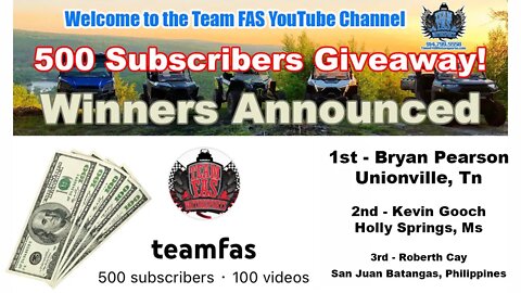 500 Subscribers YouTube Gift Card Winners Announced