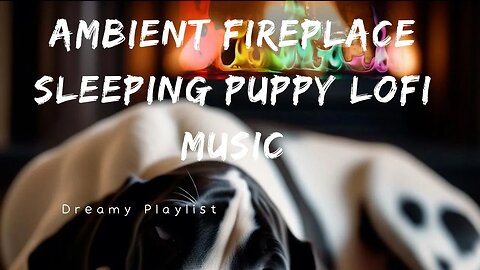 Ambient Fireplace sleeping puppy Lofi