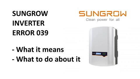 Sungrow Solar Inverter Status Error 039
