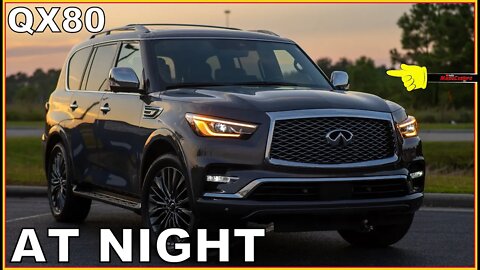 AT NIGHT: 2022 INFINITI QX80 SENSORY 4WD - Interior & Exterior Lighting Overview