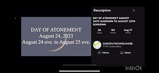 Day of Atonement August 24 Eve - August 25 Eve