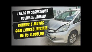 LEILÃO DE CARROS E MOTOS DE SEGURADORA ALLIANZ NO RJ - DIA 07/01/2022 - COM LANCES DE *R$ 4.000,00*