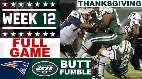 "BUTT FUMBLE" Patriots vs Jets on Thanksgiving Day FULL GAME - NFL Week 12 2012