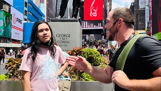 Confronting a blasphemer of Jesus in Times Square | WARNING: LANGUAGE