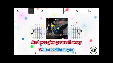 U2 - With or without you - (Chords & Lyrics like a Karaoke)